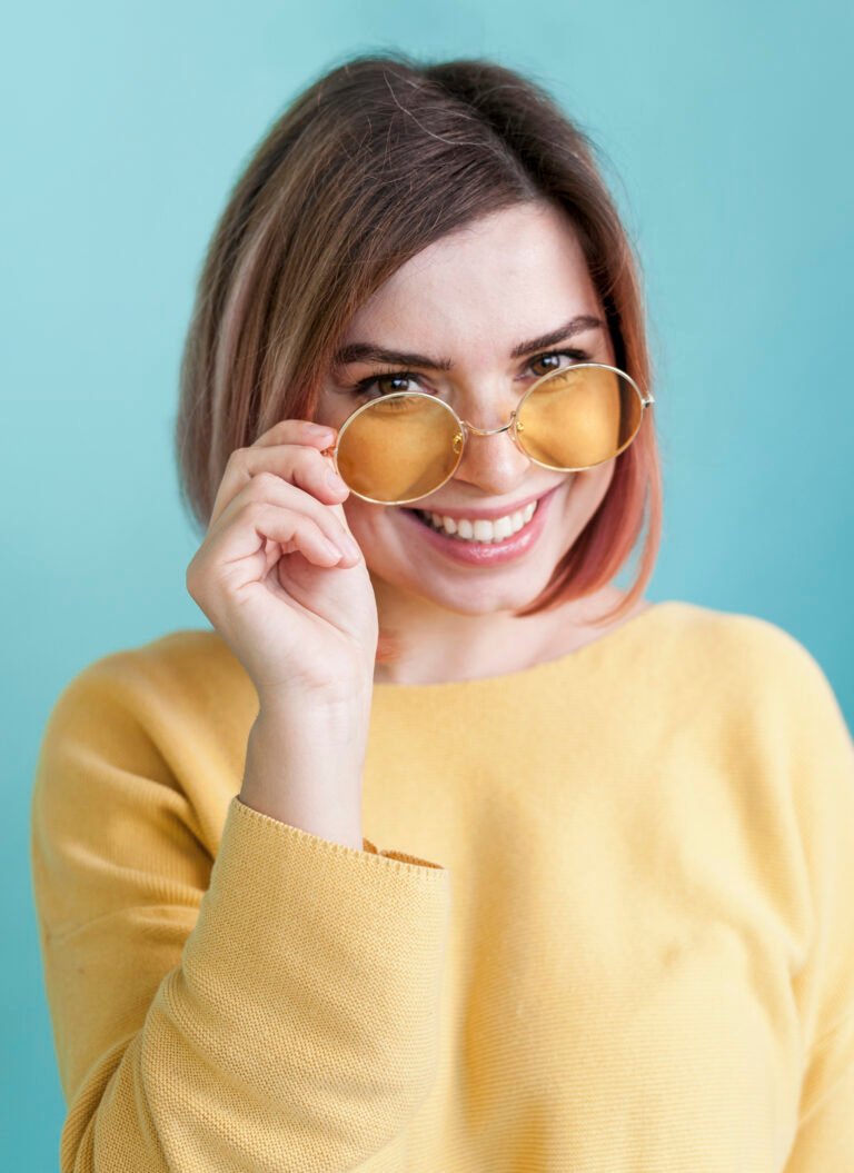 Lentes de sol mujer, amarillos, redondos