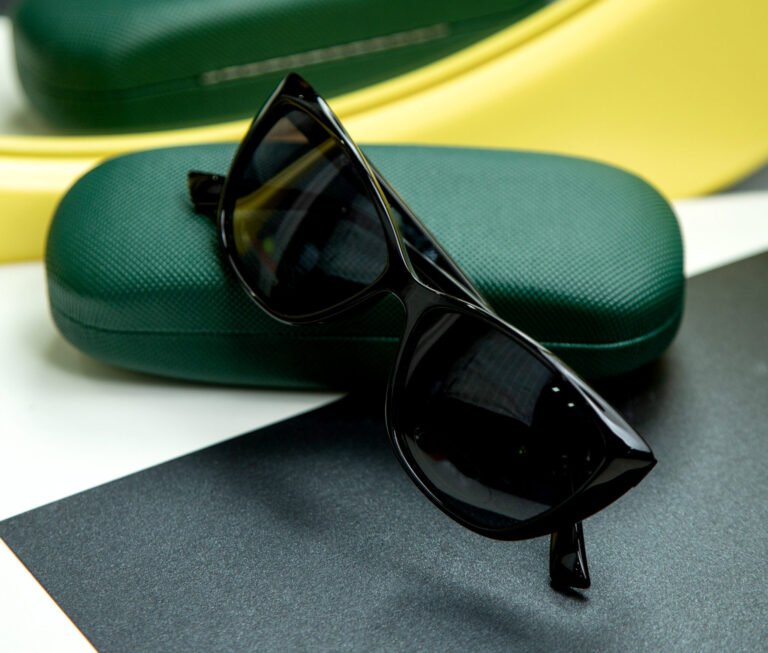 Lentes de sol negros con estuche verde