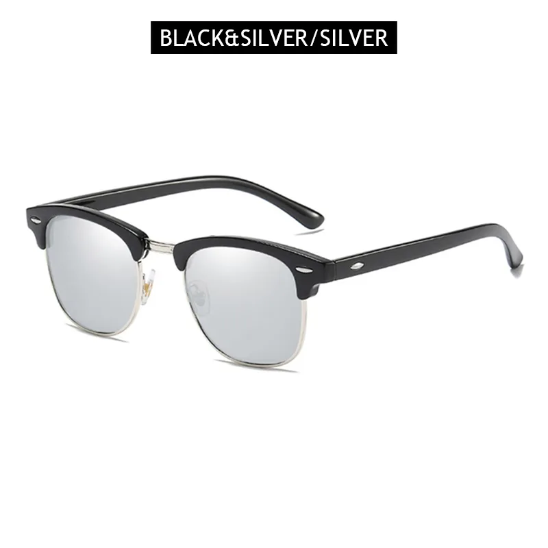 Silver ClubMaster Linardi Gafas polarizados Para hombre y Mujer